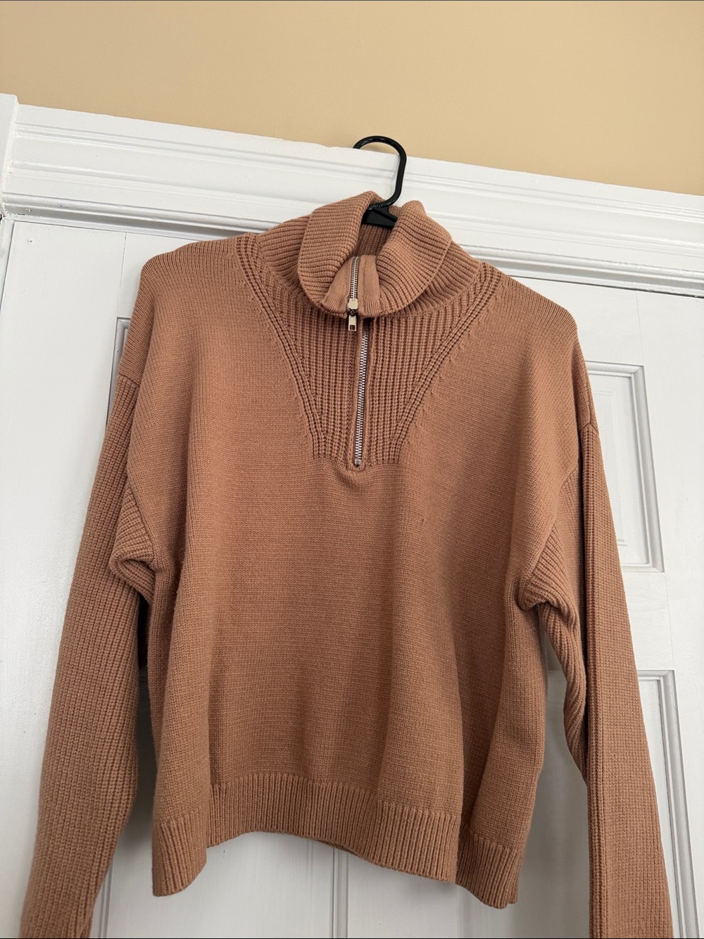 Fashion Nova Men's Half-Zip Mock Neck Sweater - Camel Brown